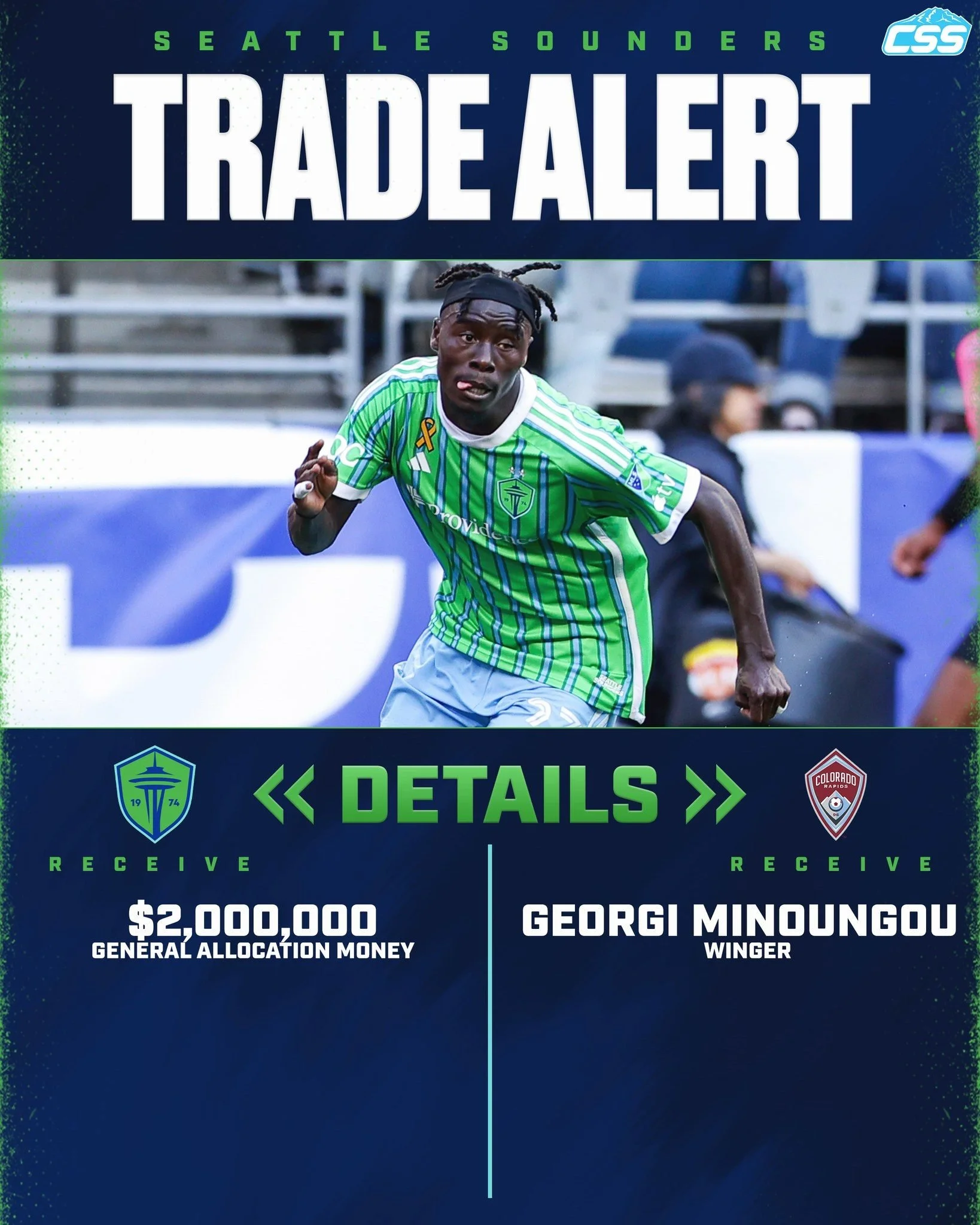 The @SoundersFC have traded winger Georgi Minoungou to the @ColoradoRapids for around $2,000,000 general allocation money. Georgi gets a new home.

Niko Moreno and @tom_bogert with the details on the deal.

Photo by @RioGiancarlo

#SeattleSoundersFC 