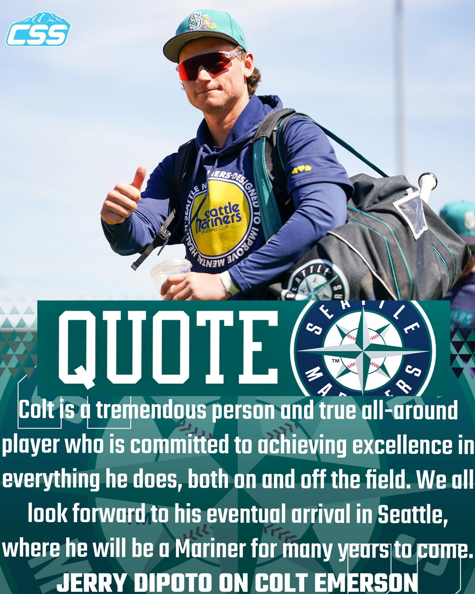 Here's what @Mariners President of Baseball Operations Jerry Dipoto and Executive Vice President &amp; General Manager Justin Hollander said about Colt Emerson's contract extension via official press release.

Photos by @ericspnwsports 

#TridentsUp 