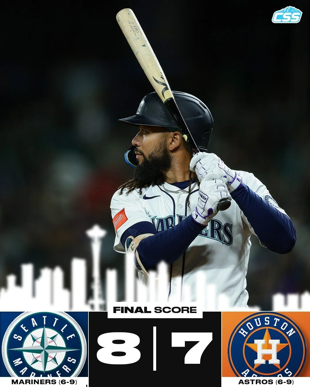 FINAL: @MARINERS WIN! Last night, the Mariners came back from a 7-2 deficit against the @Astros to take game two of the series. J.P. Crawford had the walkoff single with the bases loaded in the bottom of the ninth.

Photo by Rio Giancarlo

#TridentsU
