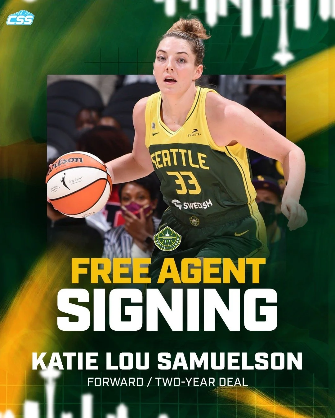 Catching up: Our @SeattleStorm re-signed veteran forward Katie Lou Samuelson on a two-year deal, staying with Seattle after missing the entire 2025 season due to injury.

Samuelson will bring a veteran presence to a young Storm roster.

Photo by Juan