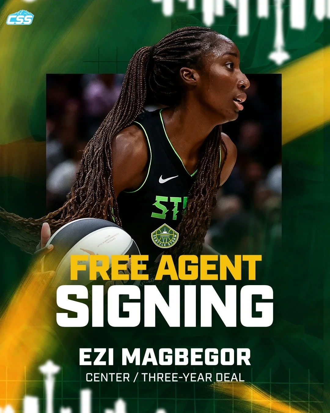 Catching up: Our @SeattleStorm re-signed center Ezi Magbegor on a three-year deal after placing the core designation on her.

The 26-year-old Magbegor will be one of the leaders for the Storm this upcoming season.

Photo by Rio Giancarlo 

#SeattleSt