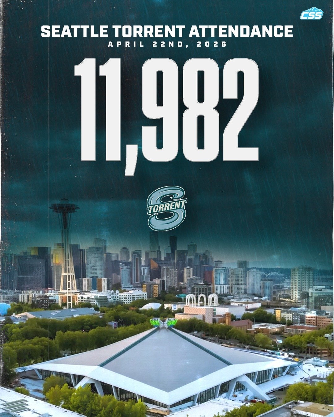 The attendance at @climatepledgearena for the game between @pwhl_frost and our @pwhl_torrent on Wednesday, April 22nd, 2026 was 11,982!

Another LOUD and thrilling night at CPA for Torrent fans! We love to SEA it!

#SeattleTorrent #PWHL #SeattleSport