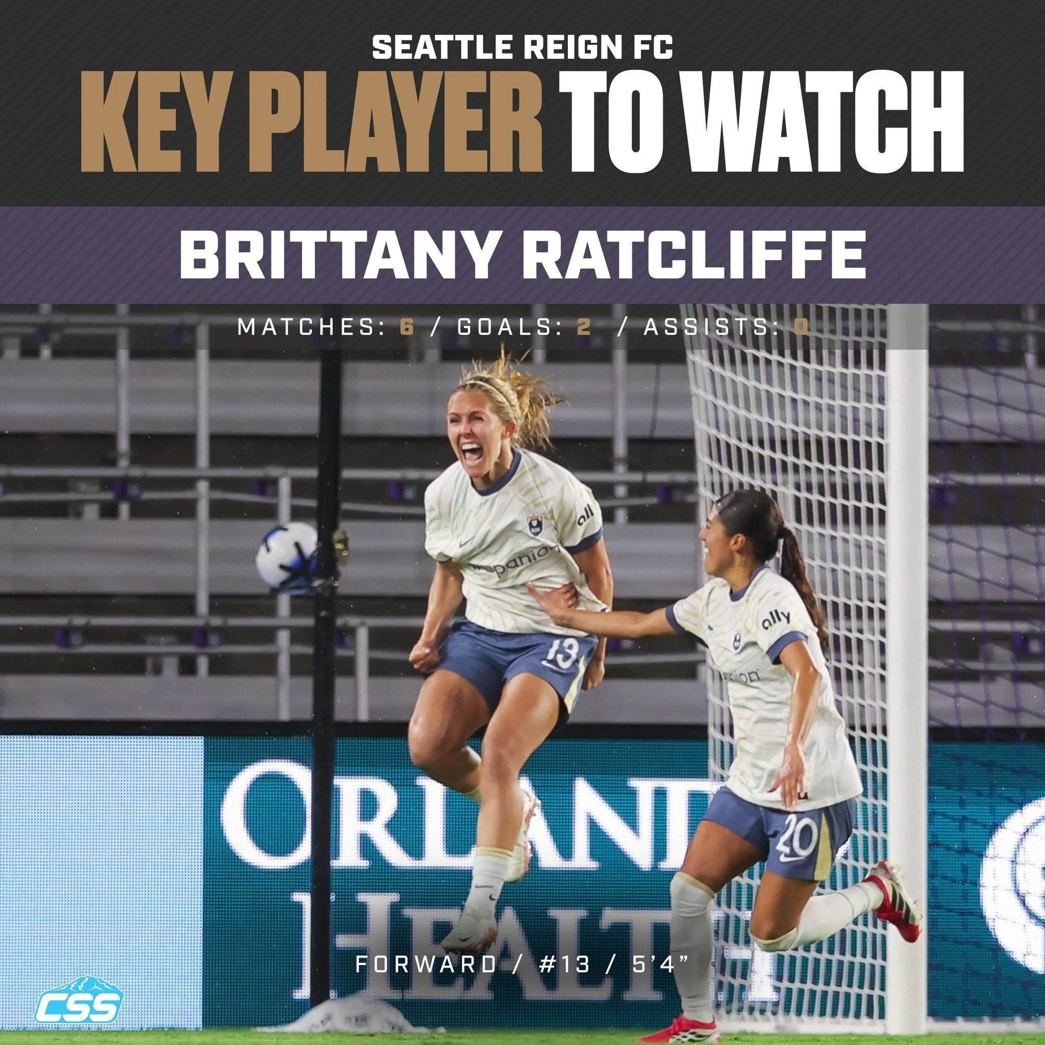 Our key @reignfc player to watch is Brittany Ratcliffe. The veteran forward has been a reliable presence for Seattle, whether starting or coming off the bench, and we look for her impact tonight!

You can always head down to the home of CSS, @roughan