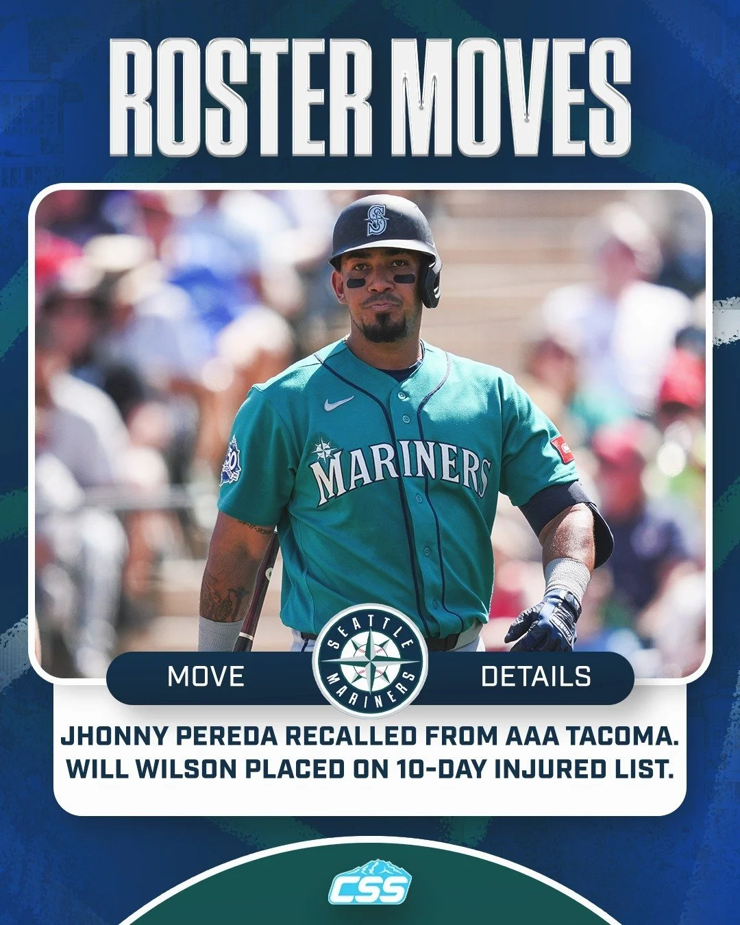 Minutes after @mariners catcher Cal Raleigh was removed from the lineup, the team made the following roster move.

Pereda called up from AAA @tacomarainiers, Wilson goes to the 10-day Injured List with a fractured left thumb.

Photo by @ericspnwsport