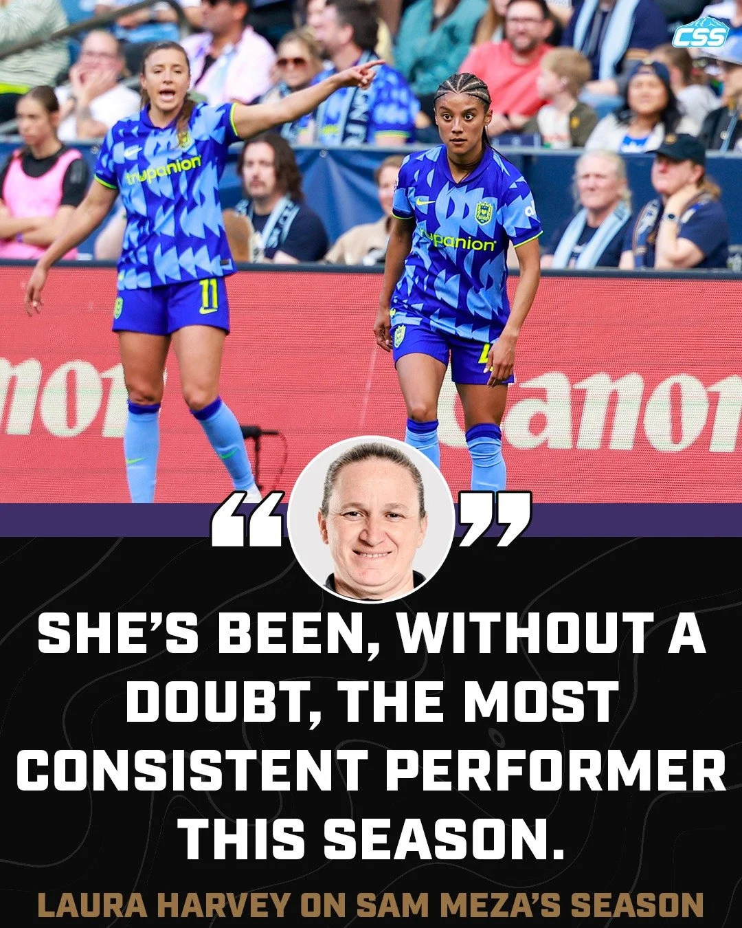 During the @reignfc matchday-one press conference, we asked head coach Laura Harvey about Sam Meza's season to this point, as she leads the @NWSL in several key defensive categories.

Harvey went on to praise Meza and her growth.

Photo by @wolterpix