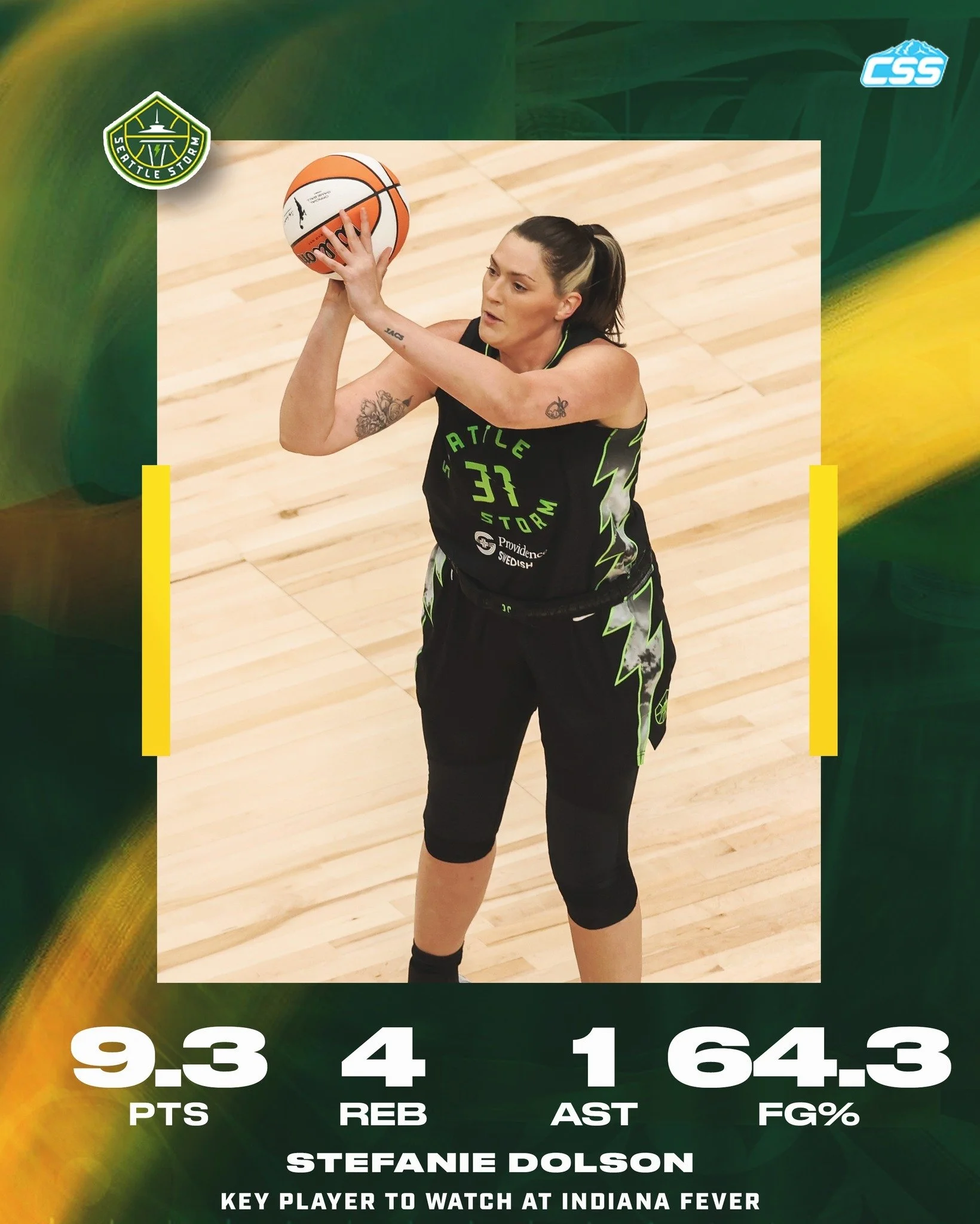 Our key @seattlestorm player to watch is Stefanie Dolson. With Dominique Malonga out tonight due to a concussion and with Aliyah Boston out for Indiana, we're looking for the veteran big to have an impactful game for the Storm.

You can always head d