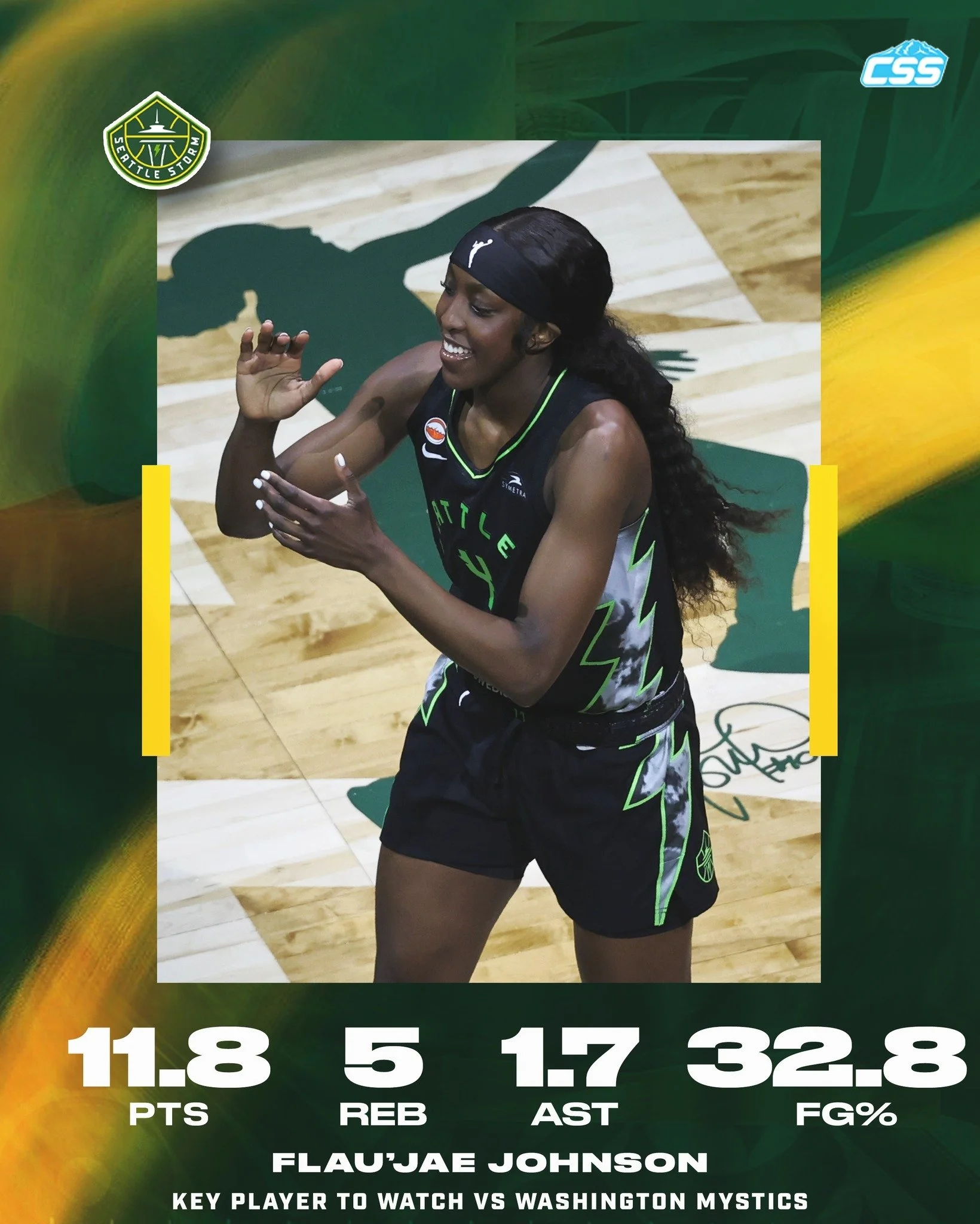 Our key @seattlestorm player to watch this afternoon is Flau'jae Johnson. After a career high this past Friday in points, rebounds, and assists while leading rookies in blocks, we look for Flau'jae's impact this afternoon!

You can always head down t