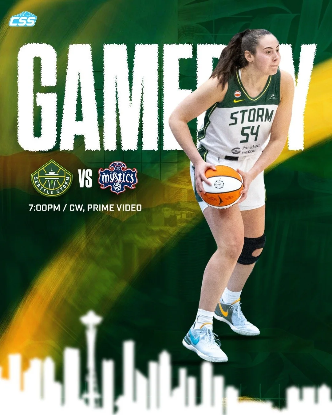 It's @seattlestorm gameday! The Storm close out a four-game homestand tonight, as they'll battle the @washmystics for the second time in as many games! Seattle is looking to keep stacking positive games together!

Sea you at CPA!

You can always head