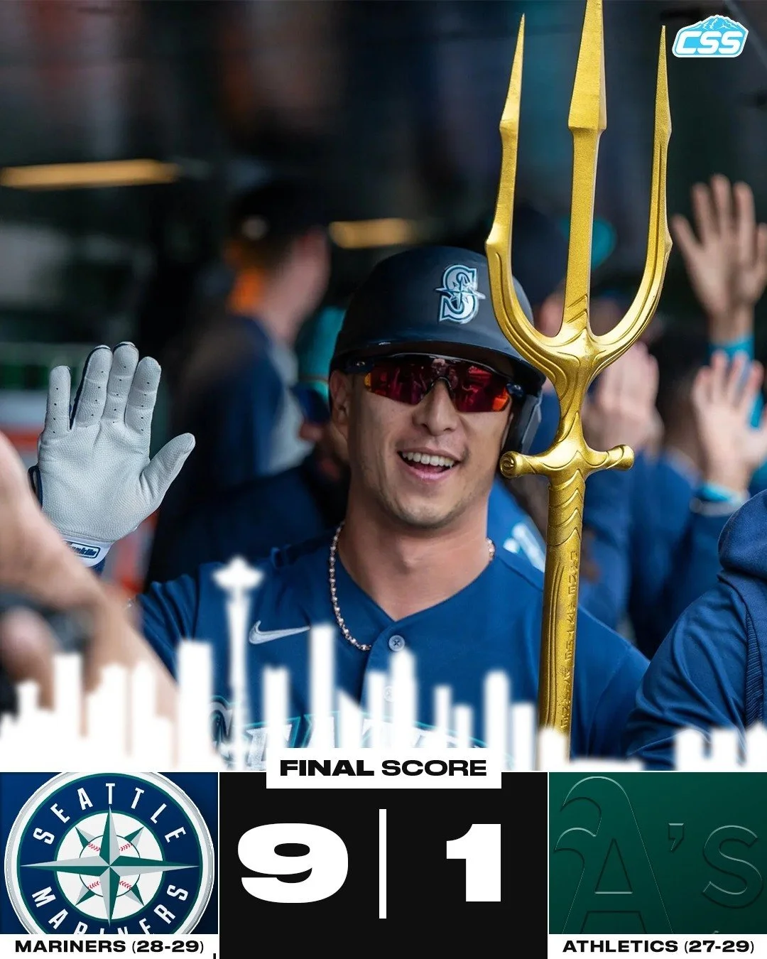 FINAL: @mariners WIN! The Mariners complete a three-game sweep of the @athletics as Logan Gilbert's six shutout innings are aided by homers from Rob Refsnyder and Julio Rodr&iacute;guez in a nine-run day for the offense.

Happy flight!

With today's 