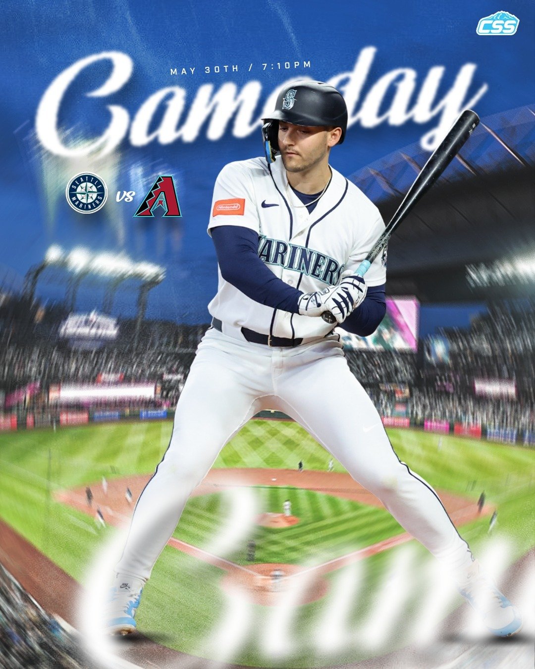 It's @mariners gameday! Coming off last night's walk-off victory, the Mariners will look to continue stacking days with another 7:10 PM first pitch time against the @dbacks in game two of this weekend series! 

It's Julio Rodr&iacute;guez '90s Jersey