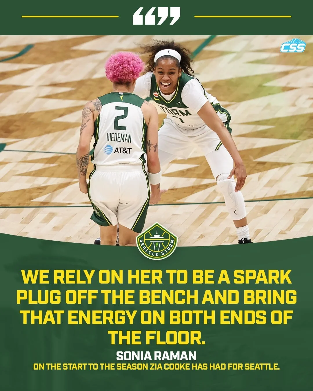 Pregame, @seattlestorm head coach Sonia Raman was asked about the start to the season that guard Zia Cooke has put together. Raman gave a detailed answer about how Cooke&rsquo;s work and effort have helped her.

Photo by @bgrdq 
Video via the Storm

