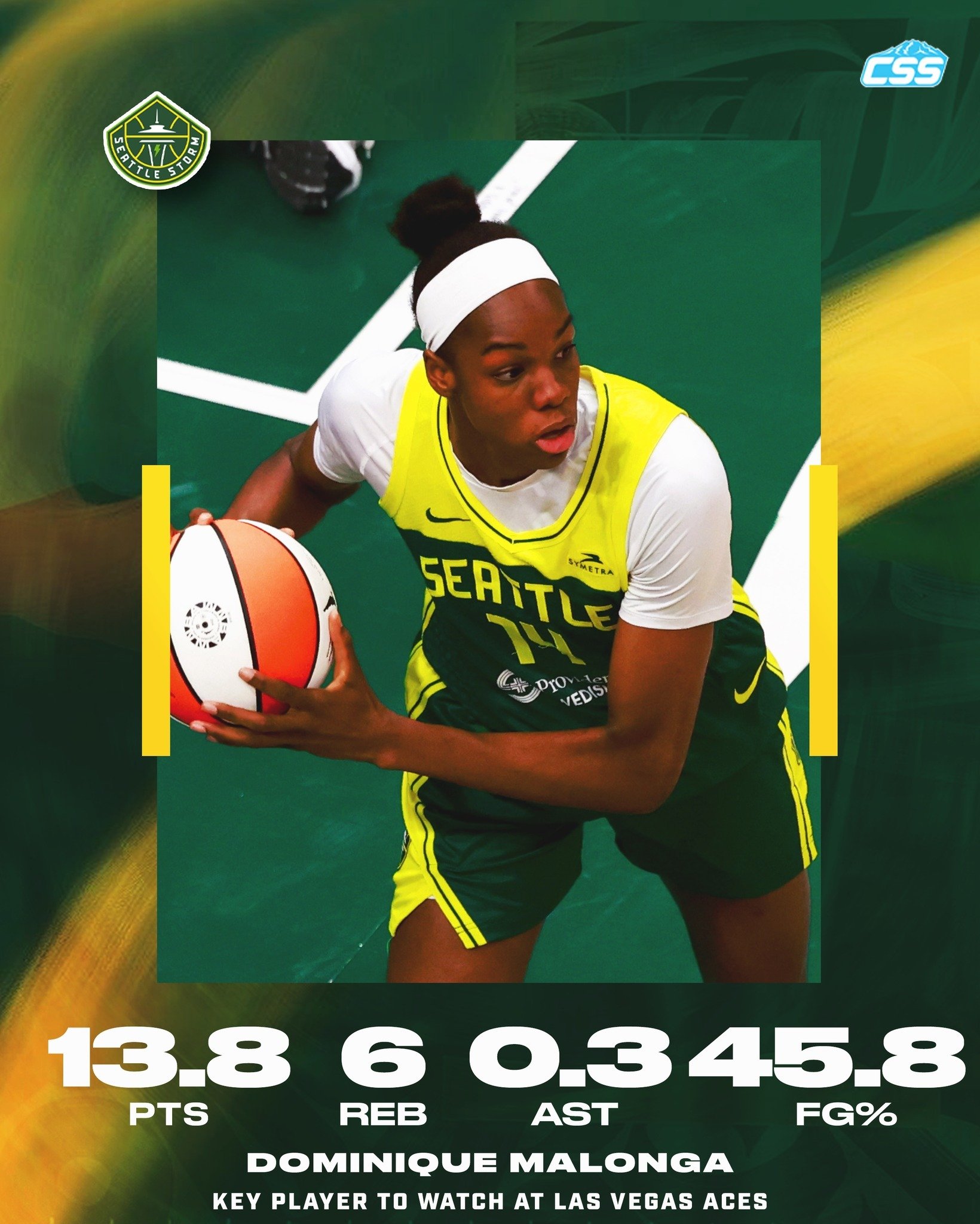 Our key @seattlestorm player to watch is Dominique Malonga. Set to play in her second game since missing time with a concussion, we're looking to see what Dom does for a Storm team that needs to snap their current losing streak. 

You can always head