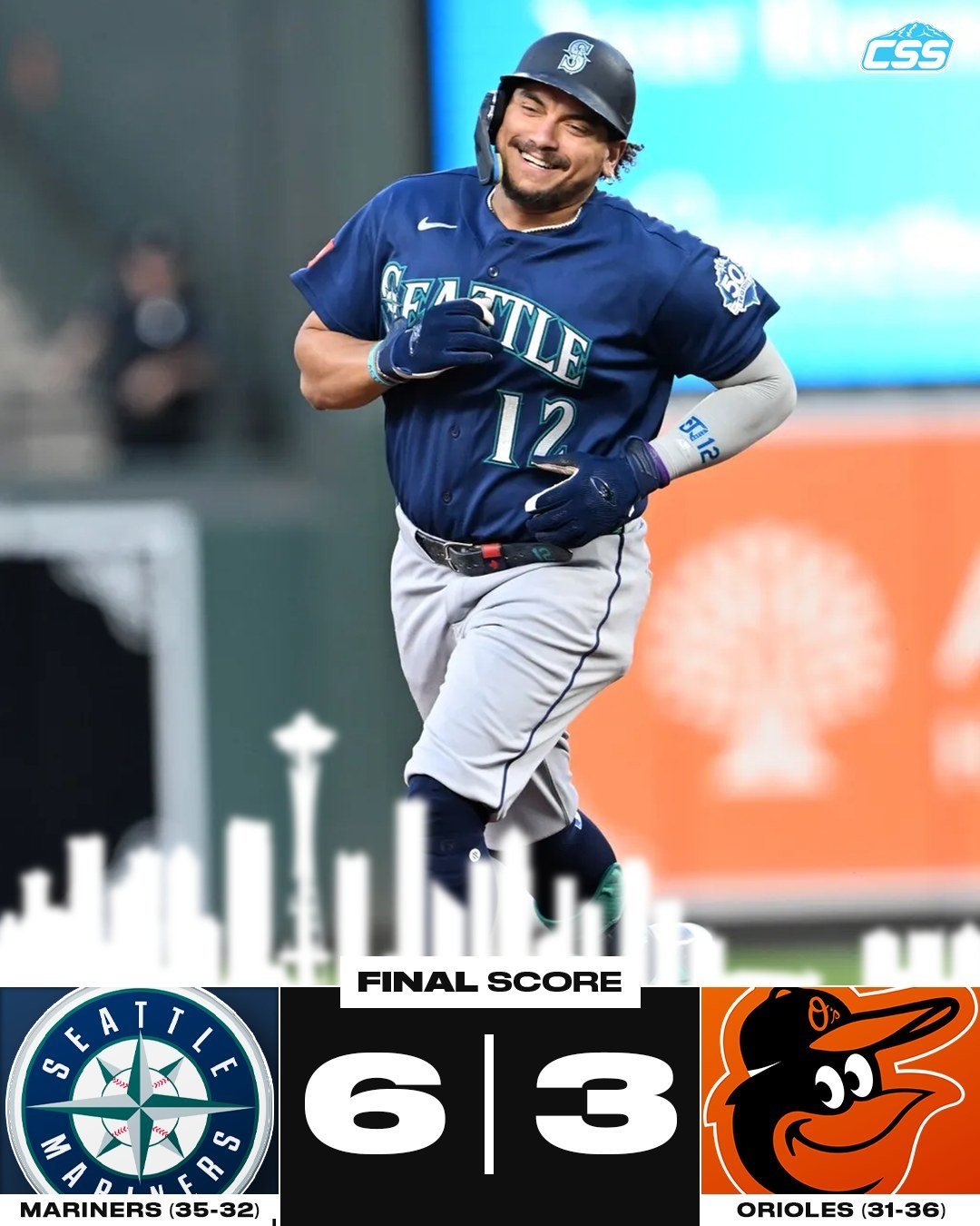 FINAL: @mariners WIN! The Mariners open a four-game road series against the @orioles with a victory, as Josh Naylor's grand slam gives Seattle a lead they never look back from.

Emerson Hancock gets the start and is solid again for the Mariners, cont