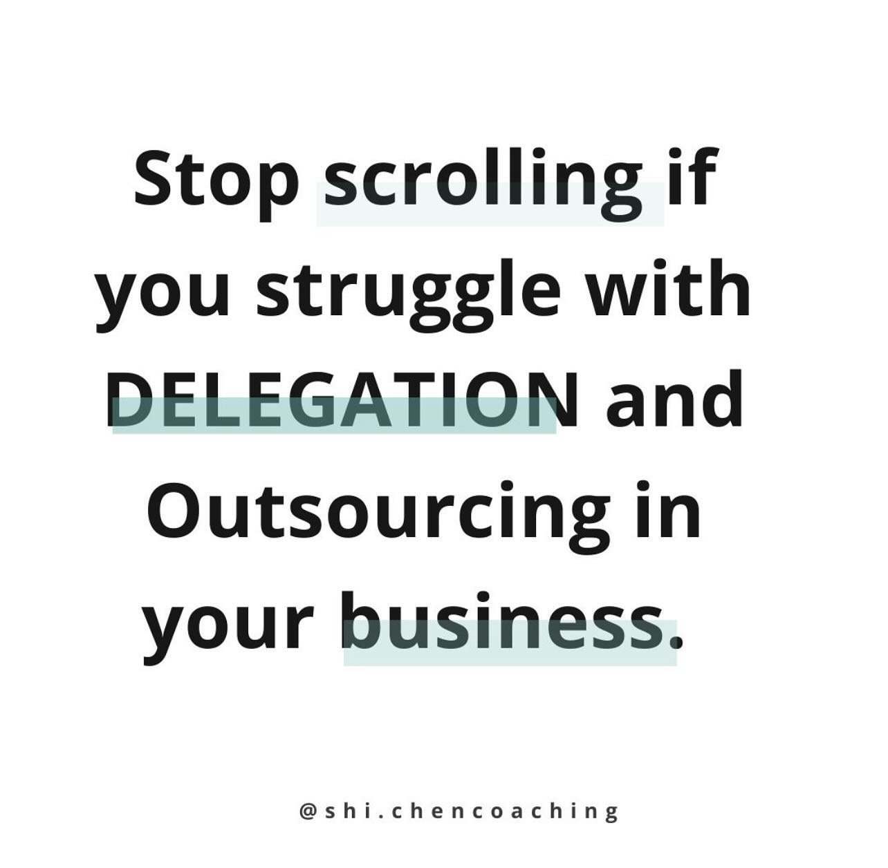 Stop scrolling if you struggle with DELEGATION and Outsourcing in your business. 

Friend, I&rsquo;m here to tell you that:
A) there&rsquo;s nothing wrong with you and 
B) you&rsquo;re not alone

So many of my female entrepreneurs are struggling with