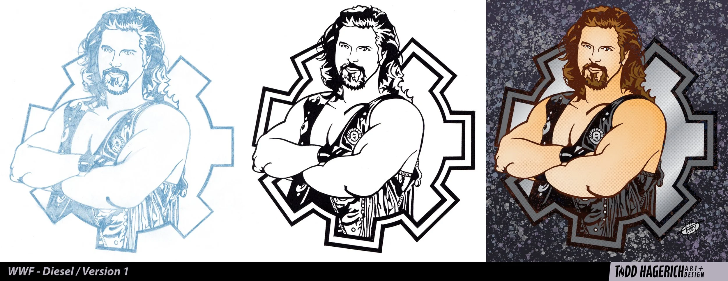 WWF Diesel illustration created by illustrator Todd Hagerich.