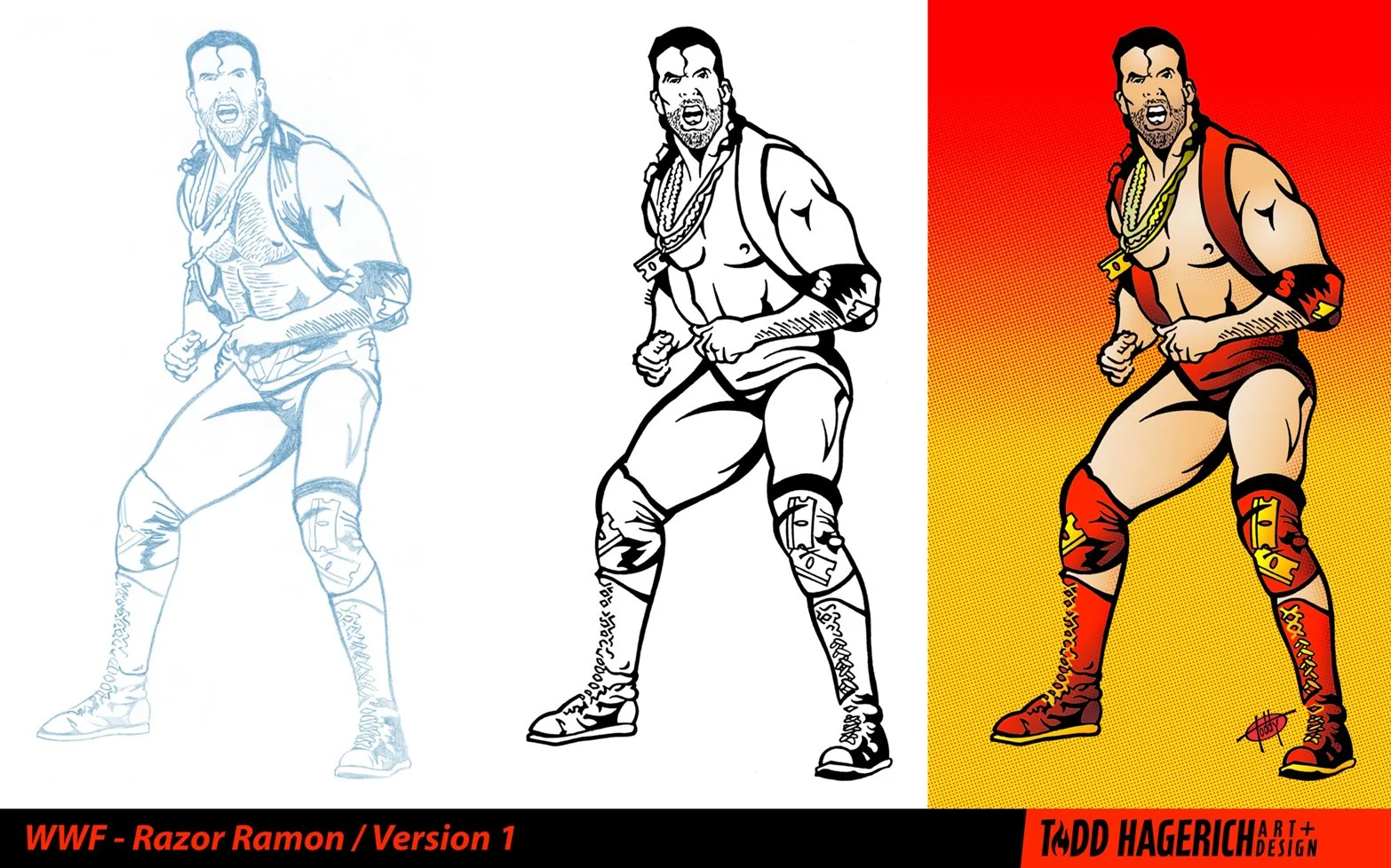 WWF Razor Ramon illustration created by illustrator Todd Hagerich.