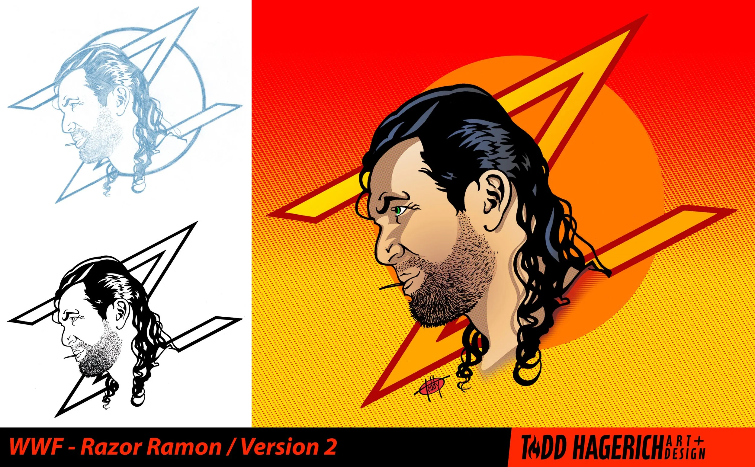 WWF Razor Ramon illustration created by illustrator Todd Hagerich.