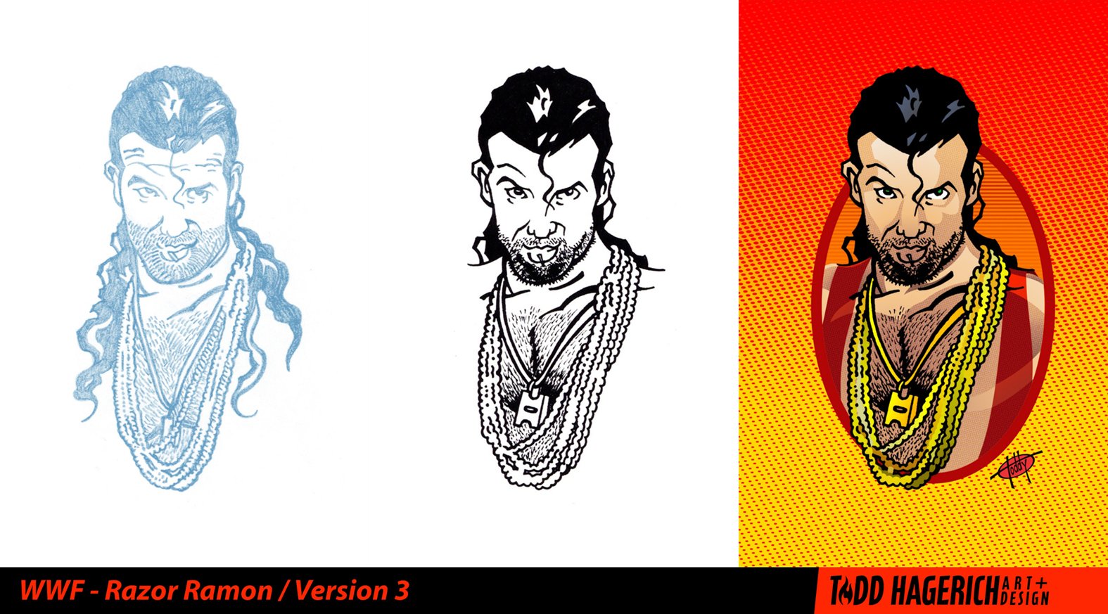 WWF Razor Ramon illustration created by illustrator Todd Hagerich.