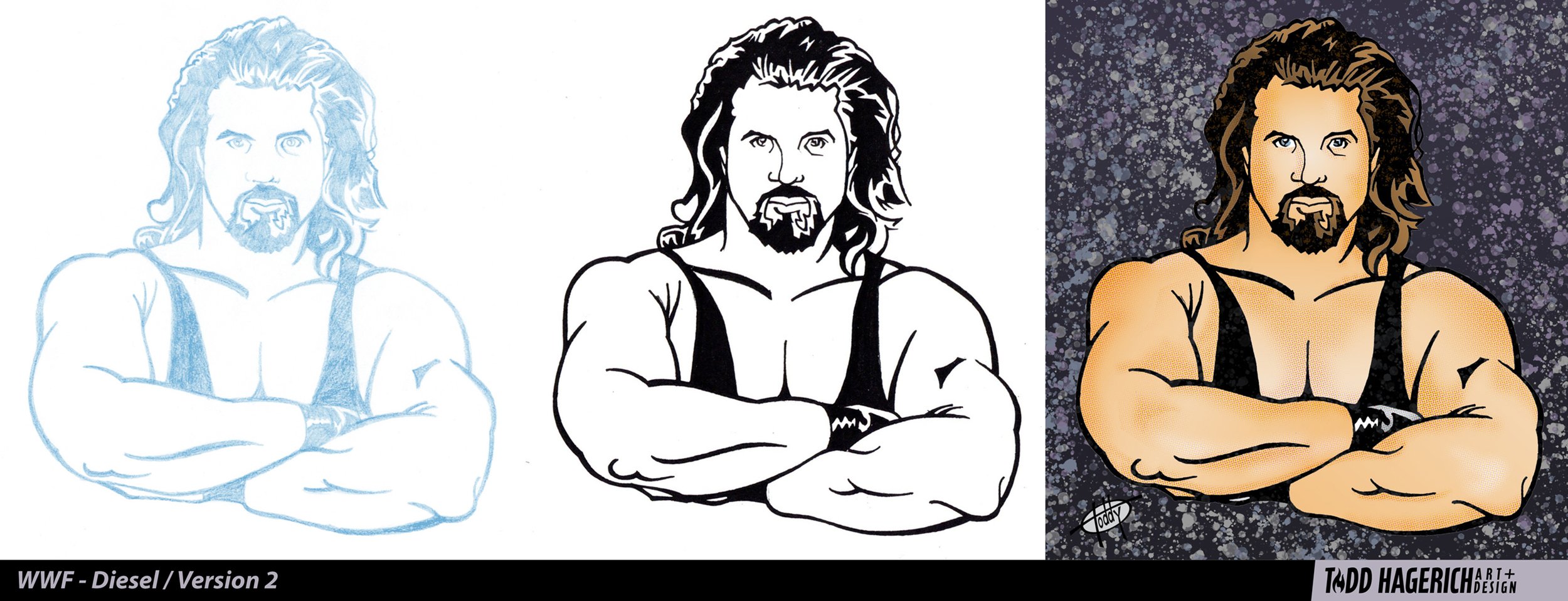WWF Diesel illustration created by illustrator Todd Hagerich.
