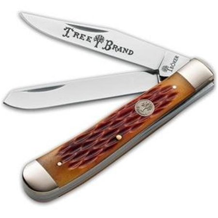Vintage Boker Tree Brand Stockman 3 Blade Pocket Knife Brown Bone