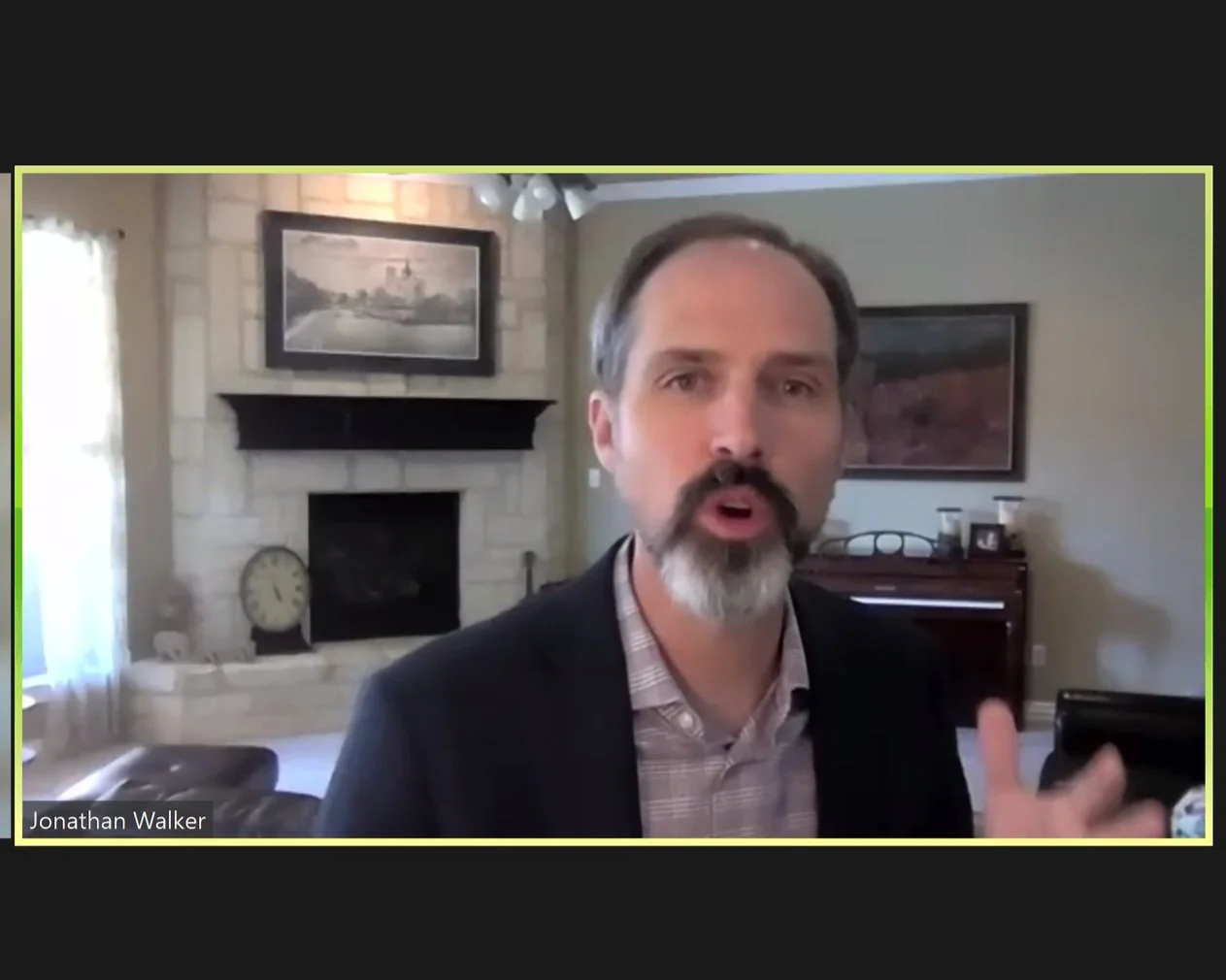 Jonathan S Walker presenting to a group of pubic servants over Zoom during the pandemic.