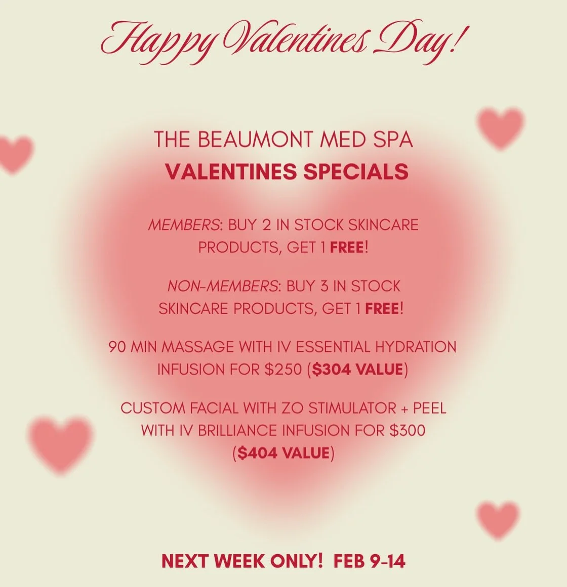 BIG NEWS!! Valentine&rsquo;s Specials have been released!! 

THESE SPECIALS ARE ONLY AVAILABLE NEXT WEEK! 
FEBRUARY 9-14

Also, stay tuned for additional HUGE ANNOUNCEMENTS on the medical side as we celebrate turningTHREE next week!! 

SEE YOU ALL SO
