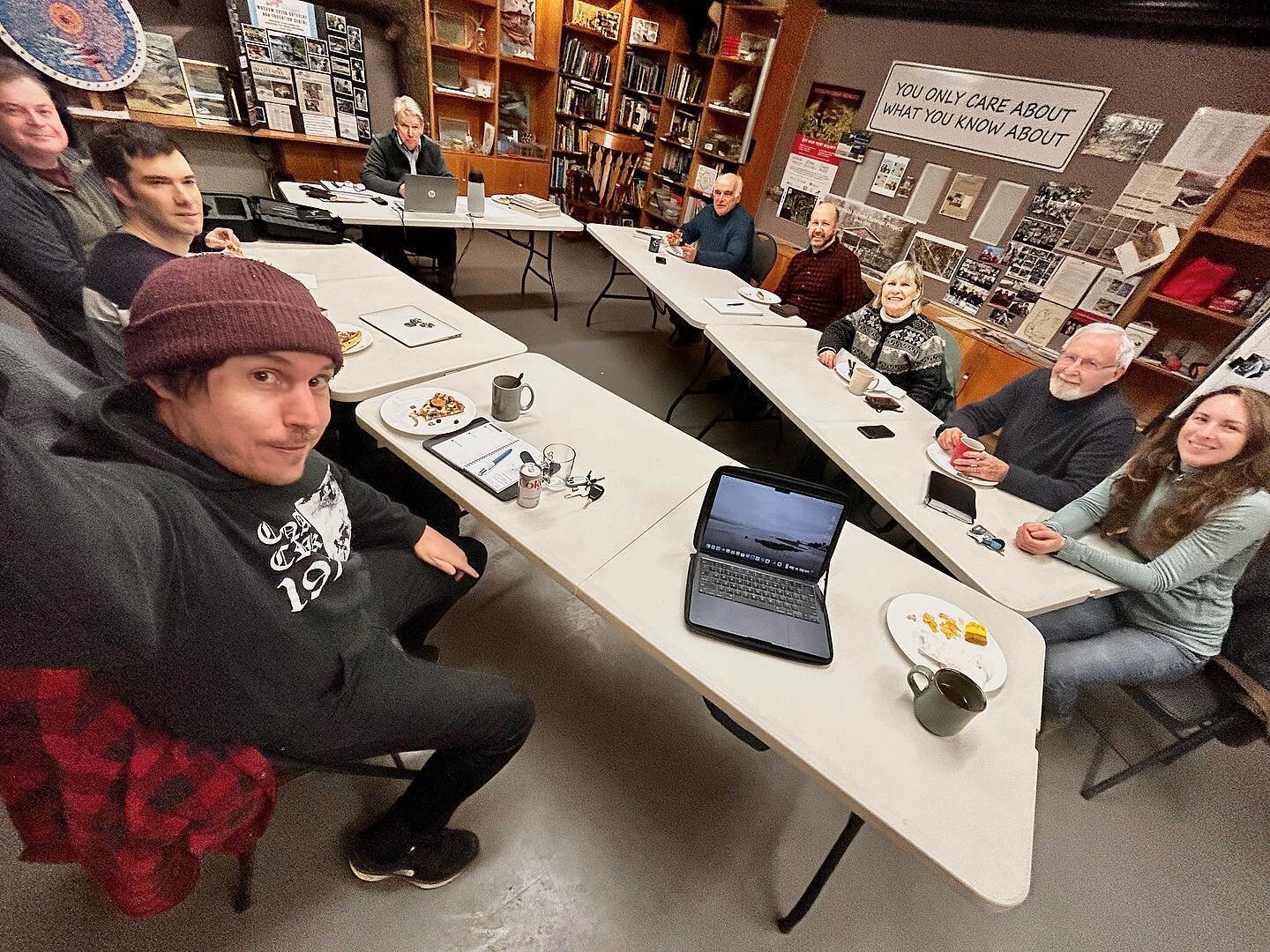 Pacific Wildlife Foundation meeting this evening at Mossom Creek Hatchery. Lots of exciting wildlife video projects in the works! 🐾🌲🐿️🐋 @pacific.wildlife.foundation #pwlf #pacificwildlifefoundation #wildlife #marineecology #nature #coastal #beaut