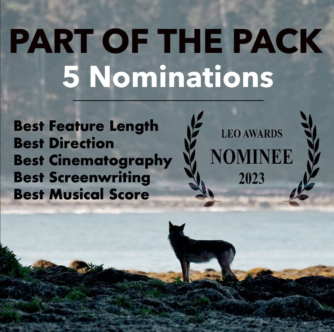 HOLY SMOKES!!! We&rsquo;ve just been nominated for 5 LEO AWARDS 🏆 for our film PART OF THE PACK. We are so proud of this film and congratulations to our whole crew - @isabellegroc @kevineastwood @mzesko @faulknerinvert @seanpatricklovesullivan . Tha