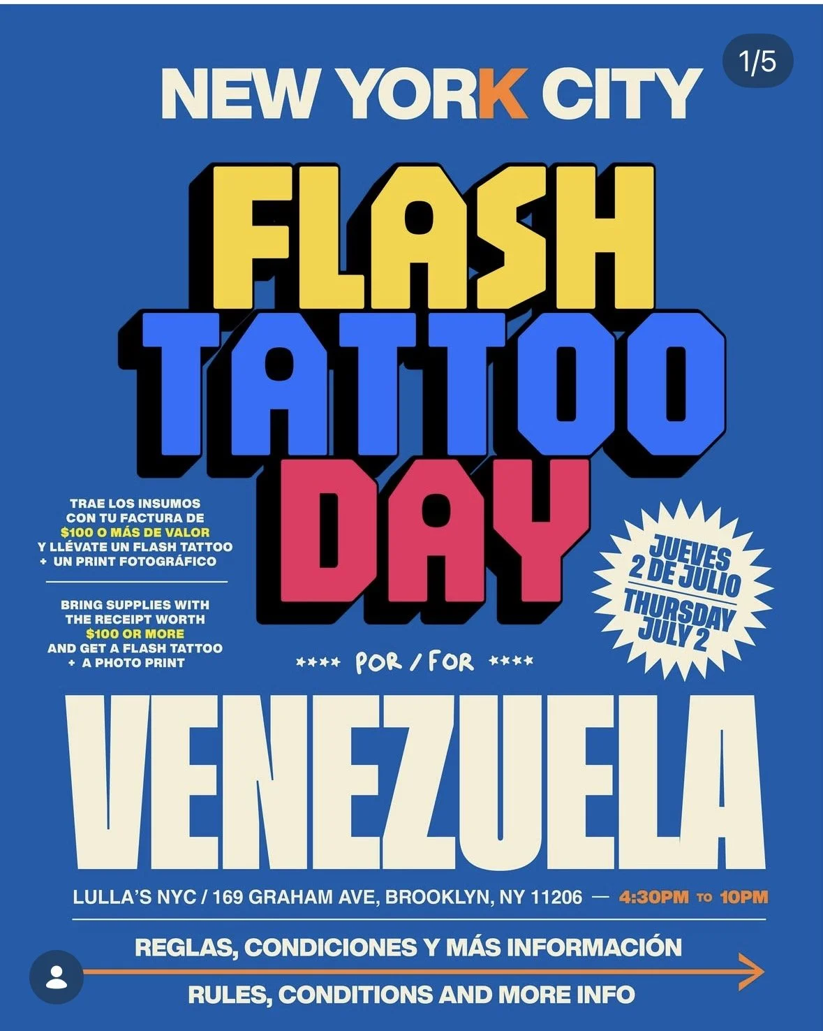 New York City Tattoo Flash Day Benefit for Venezuela