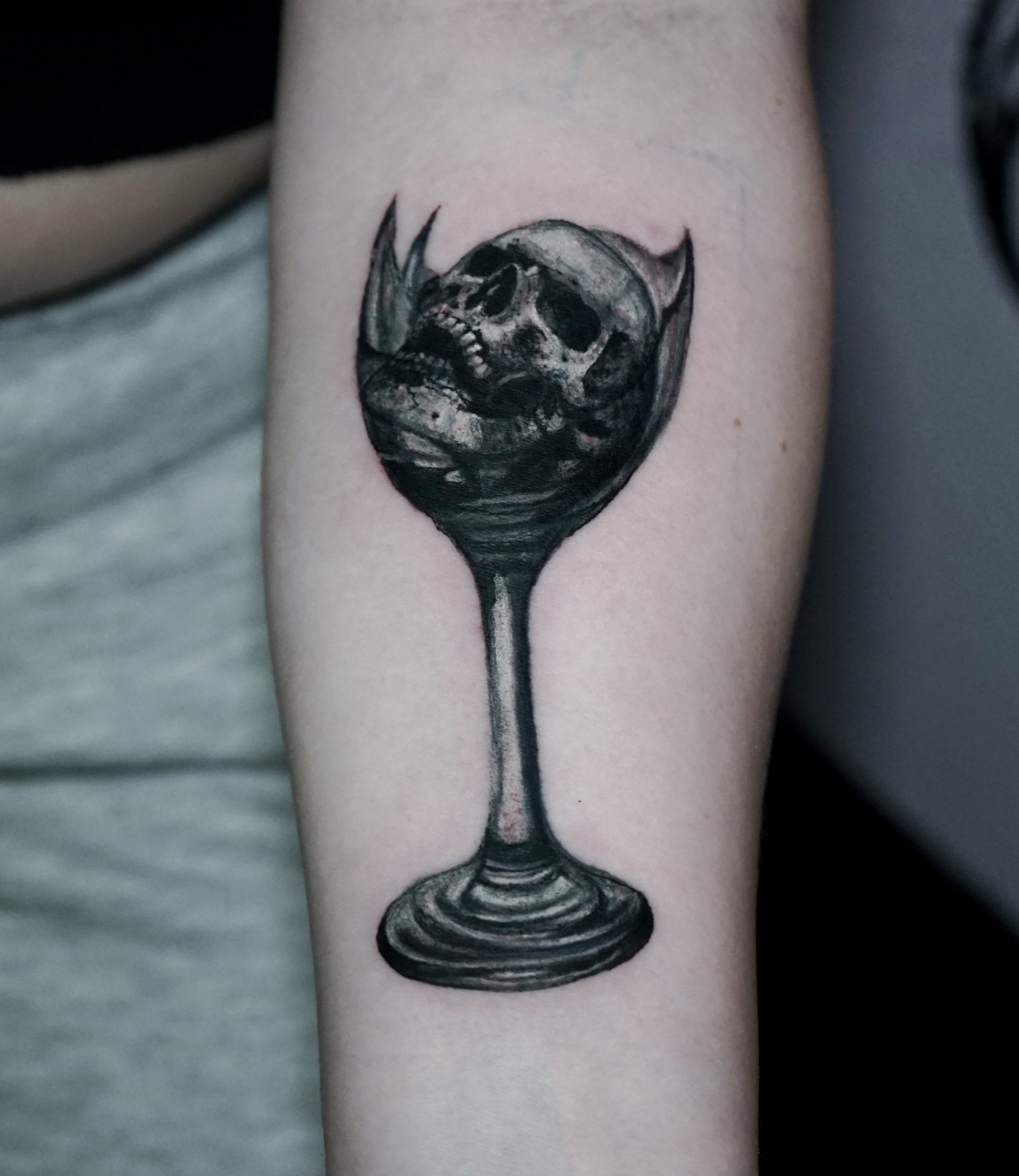 Skull in wine glass cover up 