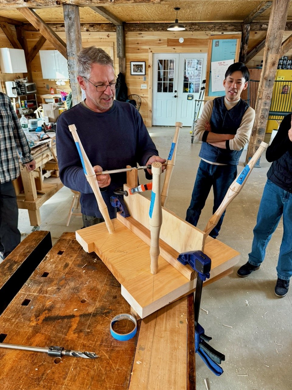 Two simple jigs make drilling the leg mortises a snap