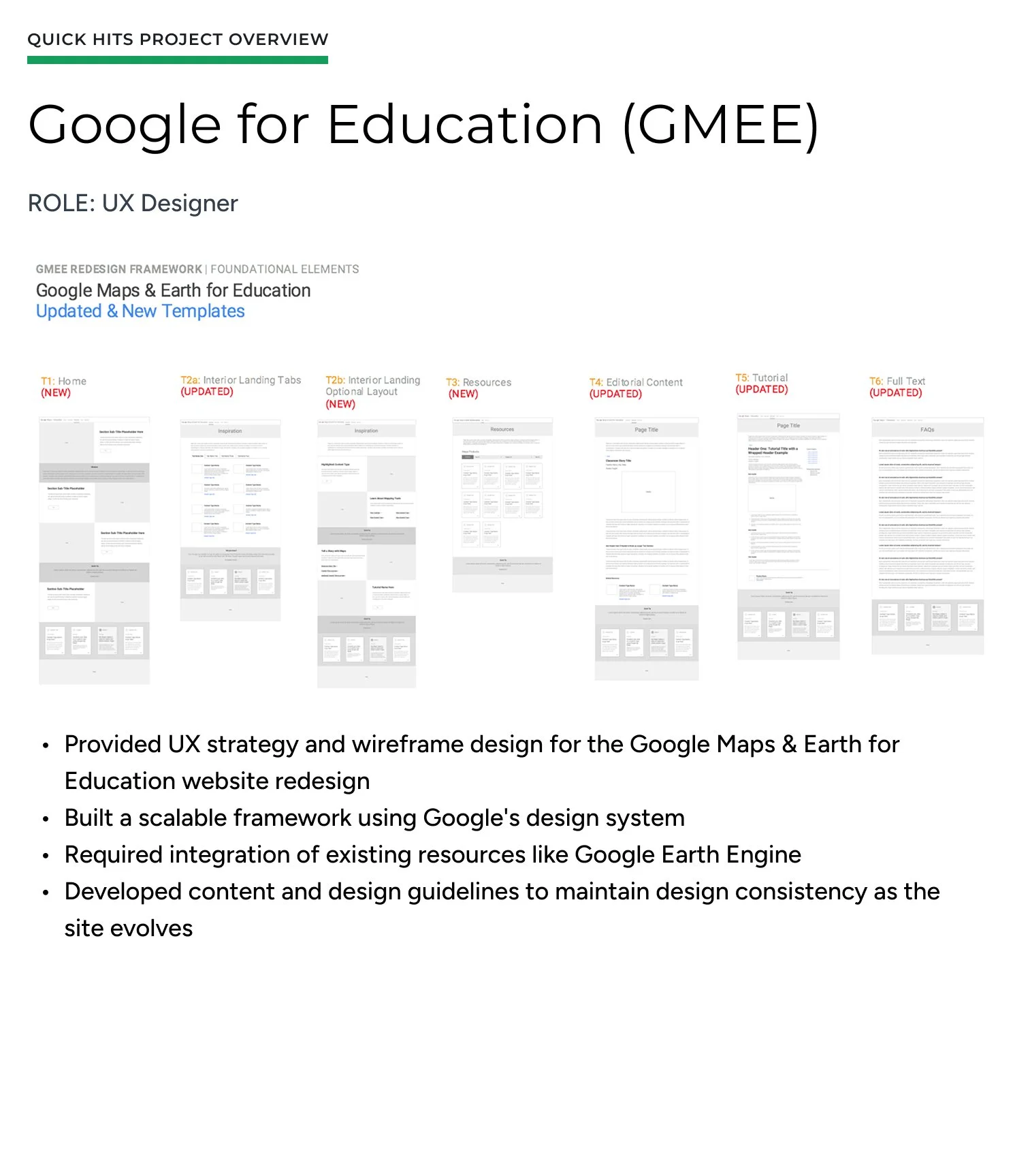 Project overview for Google for Education