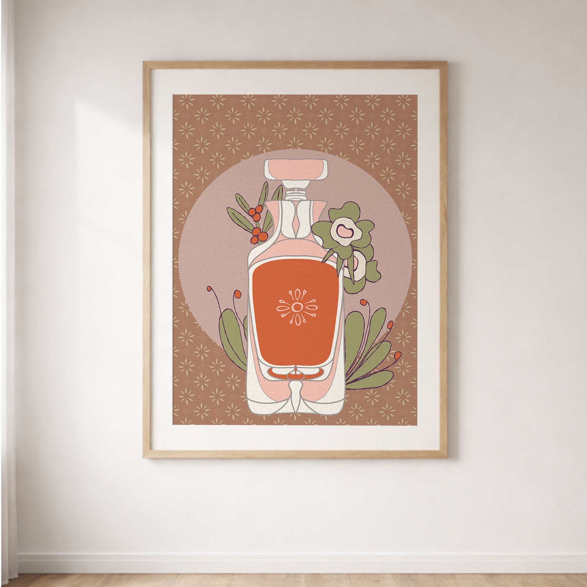 TaupeOrange-BottleFlowers-PosterArtFrame.jpg