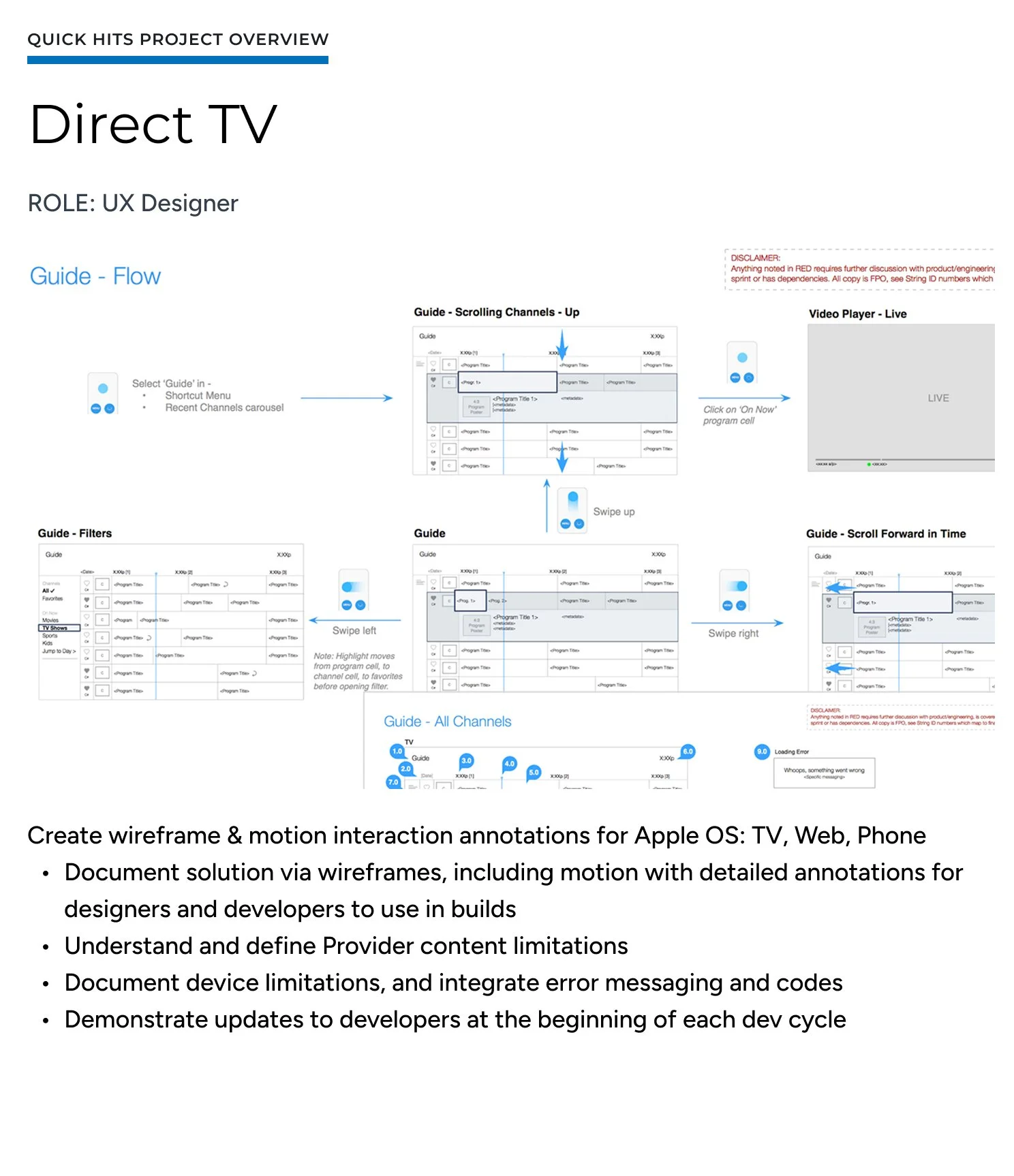 Project overview for Direct TV 