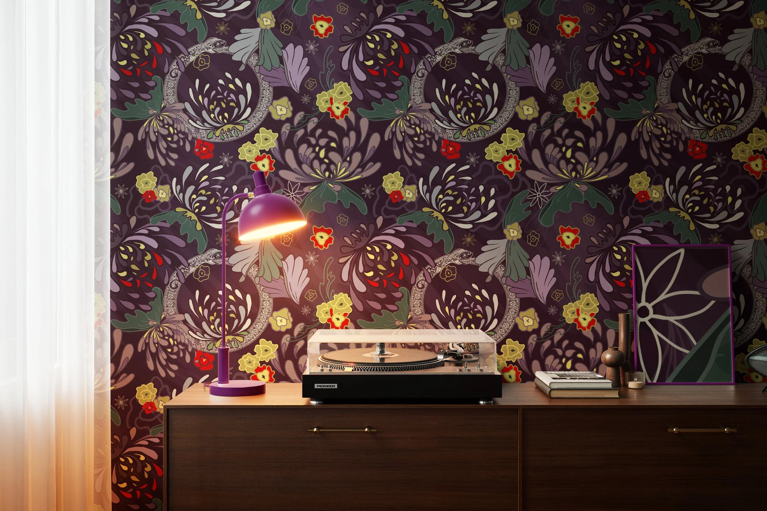 image of couch and wallpaper