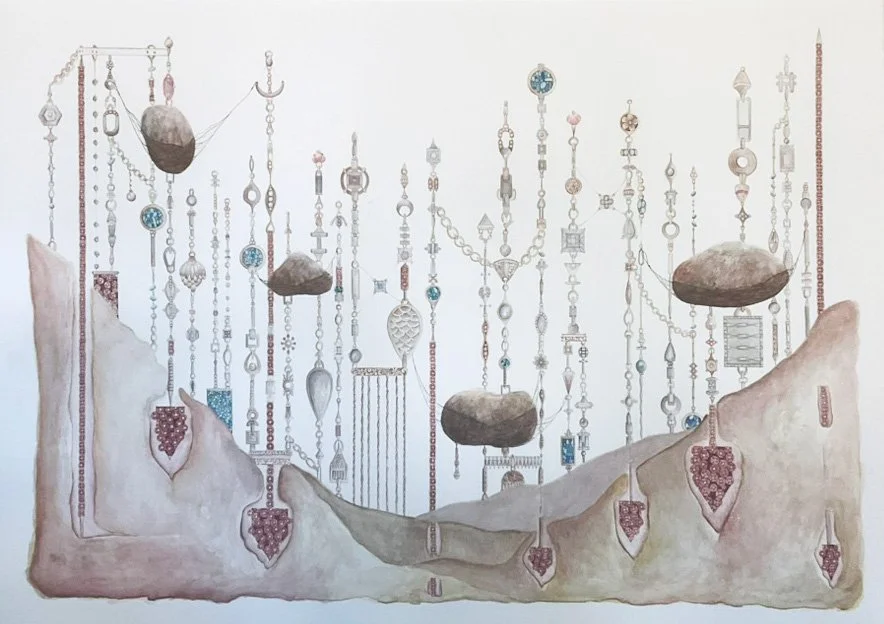 “this is the weight of being invisible”  |  22” hx 30”w watercolor, pen & ink 