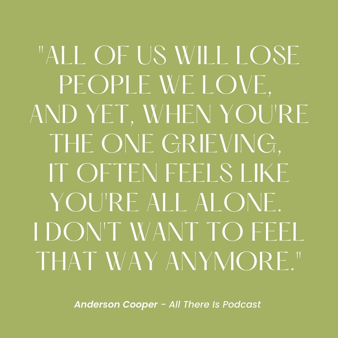 &quot;All of us will lose people we love, and yet, when you're the one grieving, it often feels like you're all alone&hellip;I don't want to feel that way anymore.&quot; Anderson Cooper

The All There Is podcast by @andersoncooper explores so many im