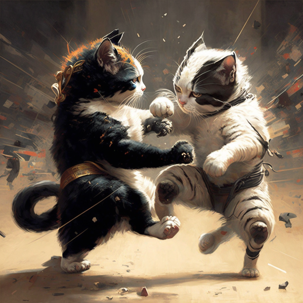 headlessroggvir_A_painting_depicts_a_fierce_catjitsu_match_with_44bb4ade-9eb4-4b5b-9f7c-0aceb21b67db.png
