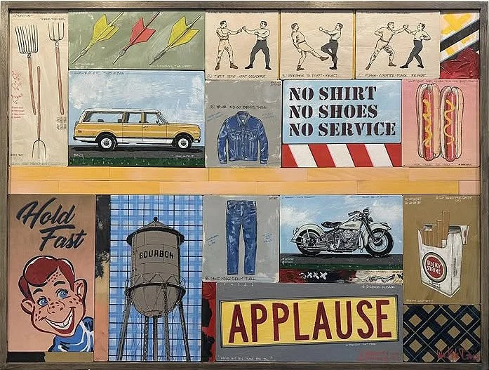 Middling West | 2024 | Acrylic and Aerosol on Plywood Panel(s) | Driftwood Gray Polyurethane Stain on Poplar Frame | 37.5”x49.5”
You’re going places. Despite repeated familial ribbing about untapped professional potential, overt social casualness an