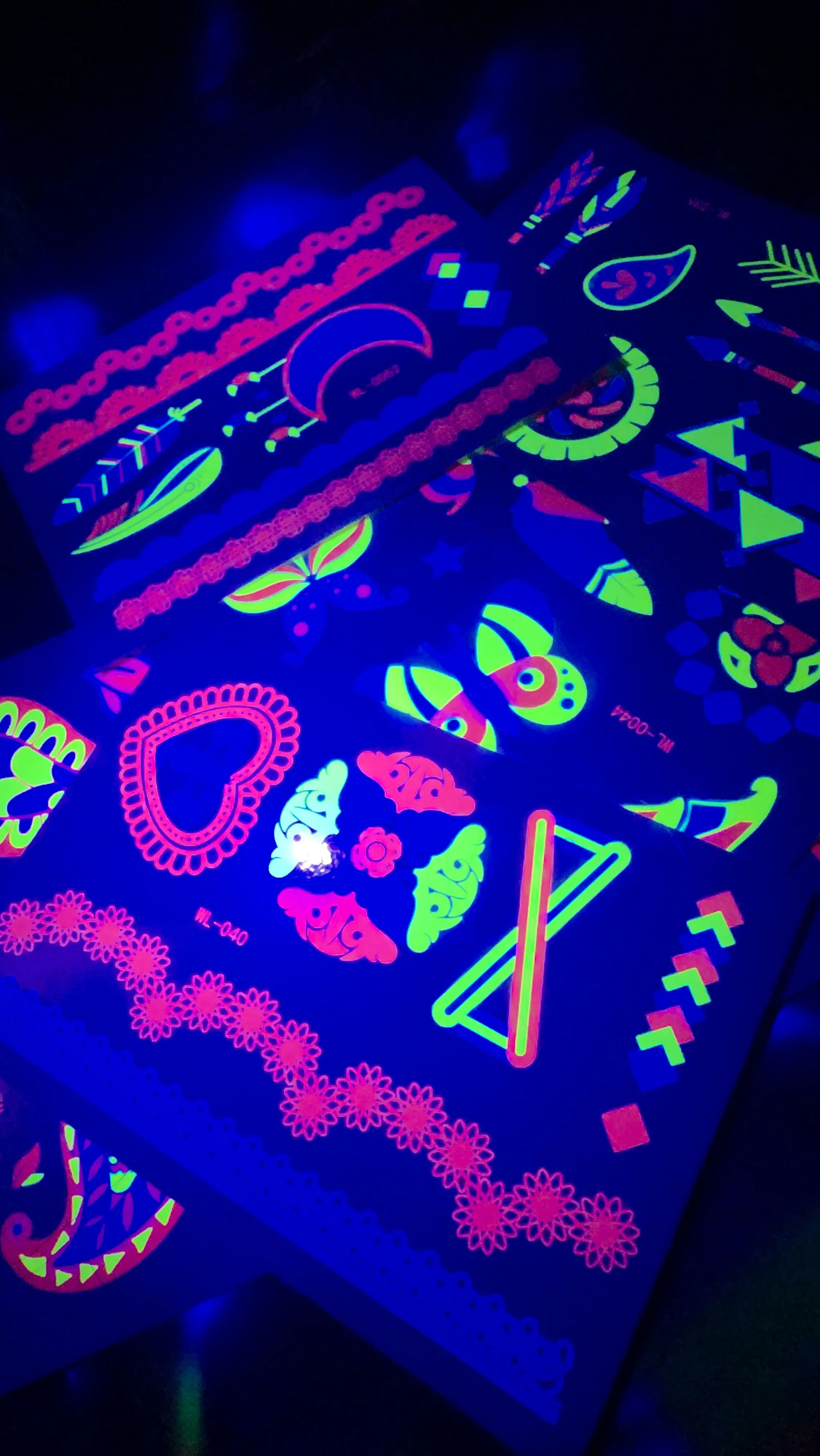 Uv face and body tattoos x5 sheets
