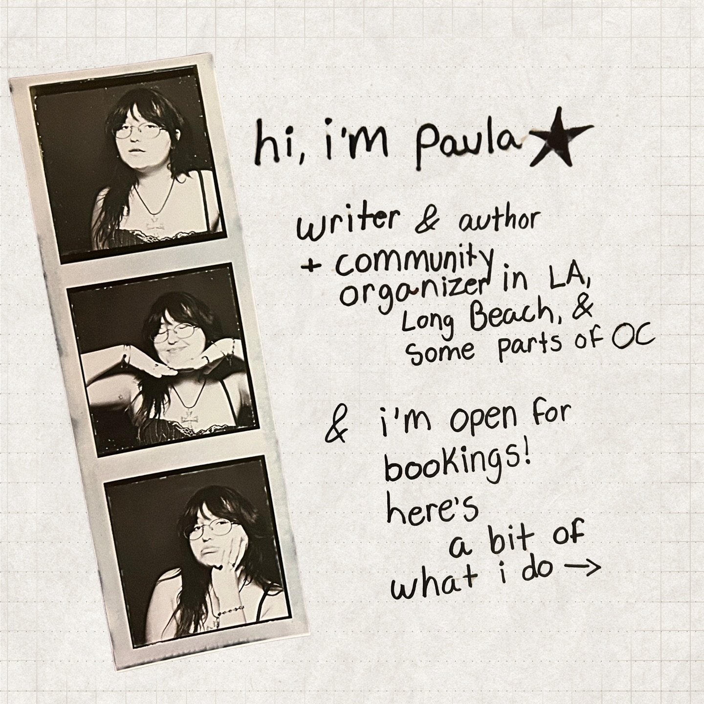 getting back into freelance &amp; am open for bookings in all the wonderful creative things i love to do 🌀🌀🌀

happy to work with individuals, orgs, nonprofits, collabs, etc at accessible rates &amp; sliding scale prices

see more at paulamacena.co