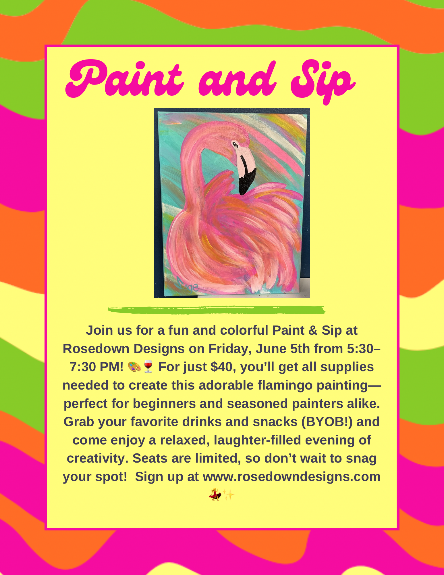 Flamingo Canvas Paint Party