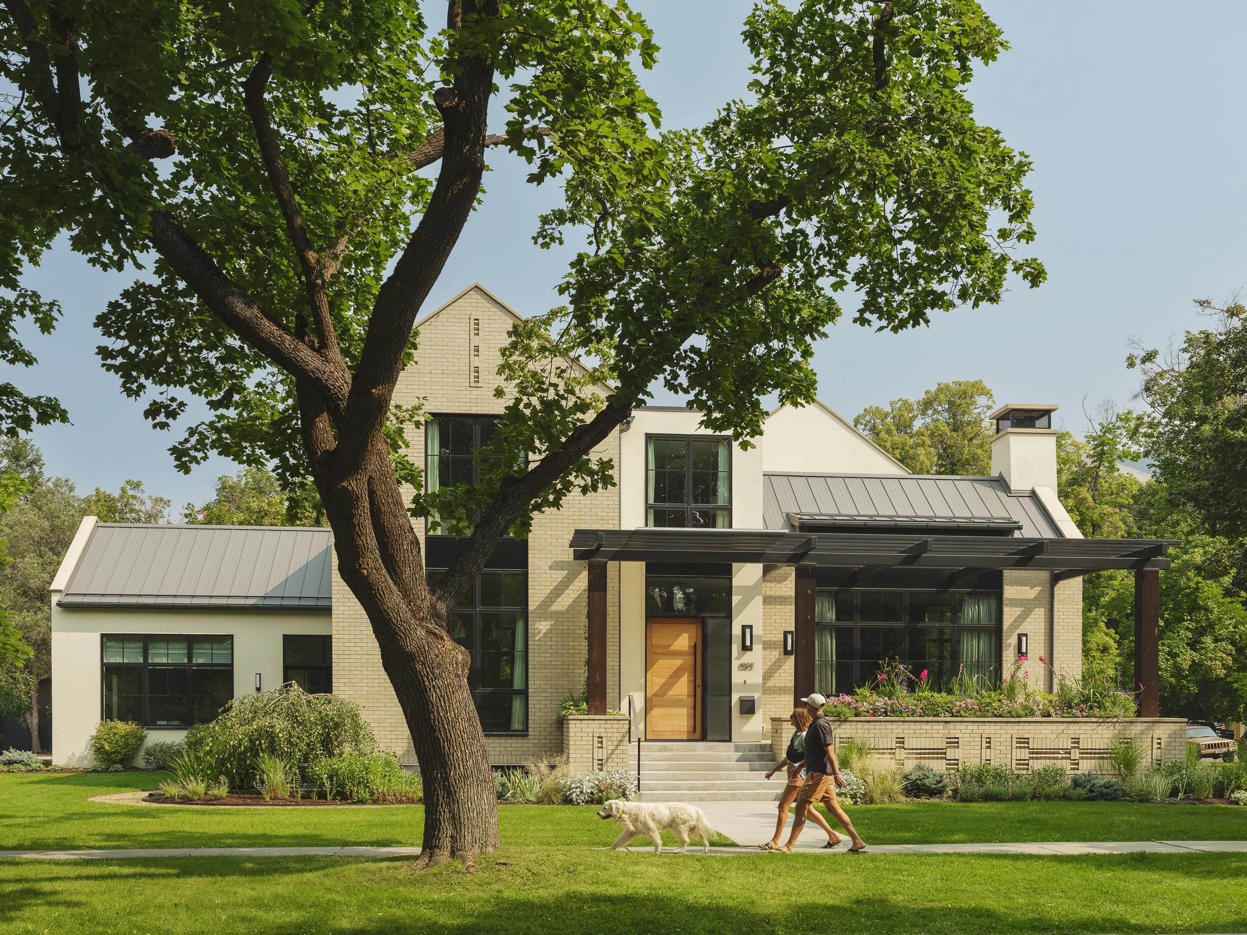 High-end architectural photography of modern residential exterior. Missoula, Montana