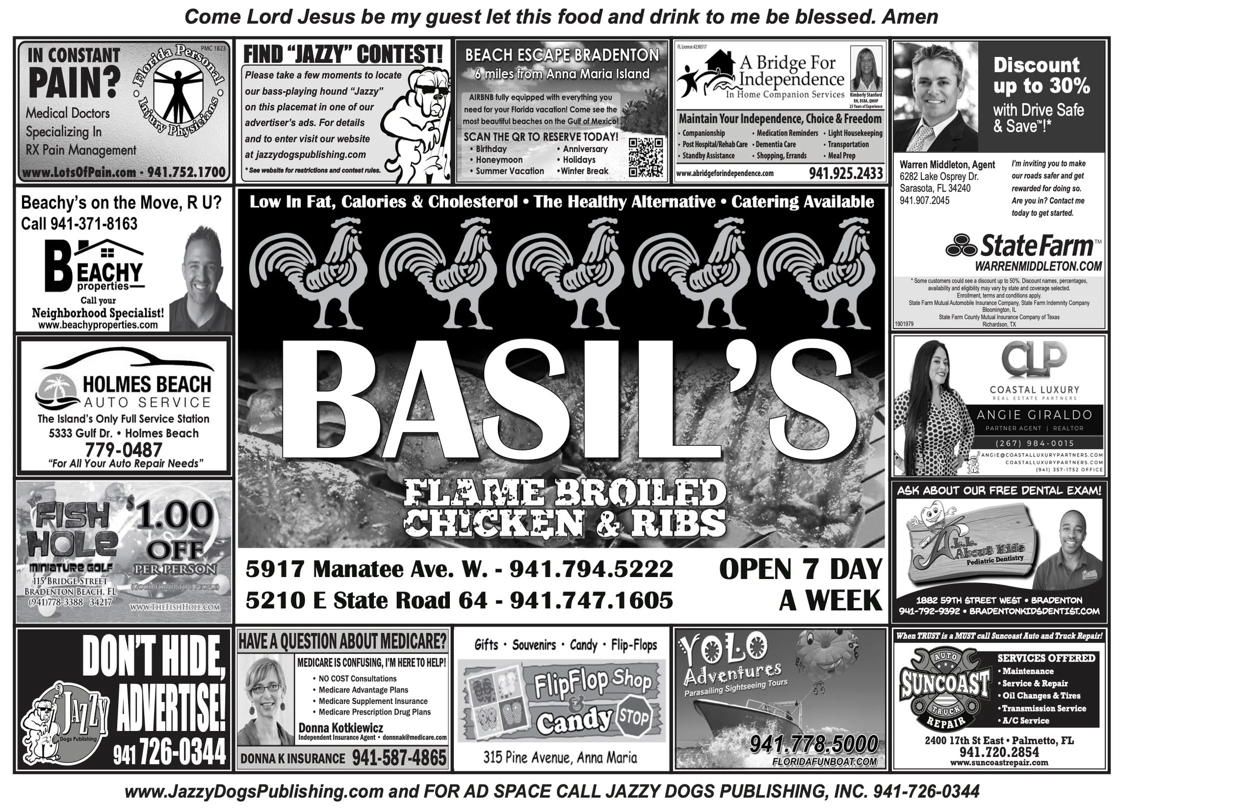 Menus & Placemats — Jazzy Dogs Publishing