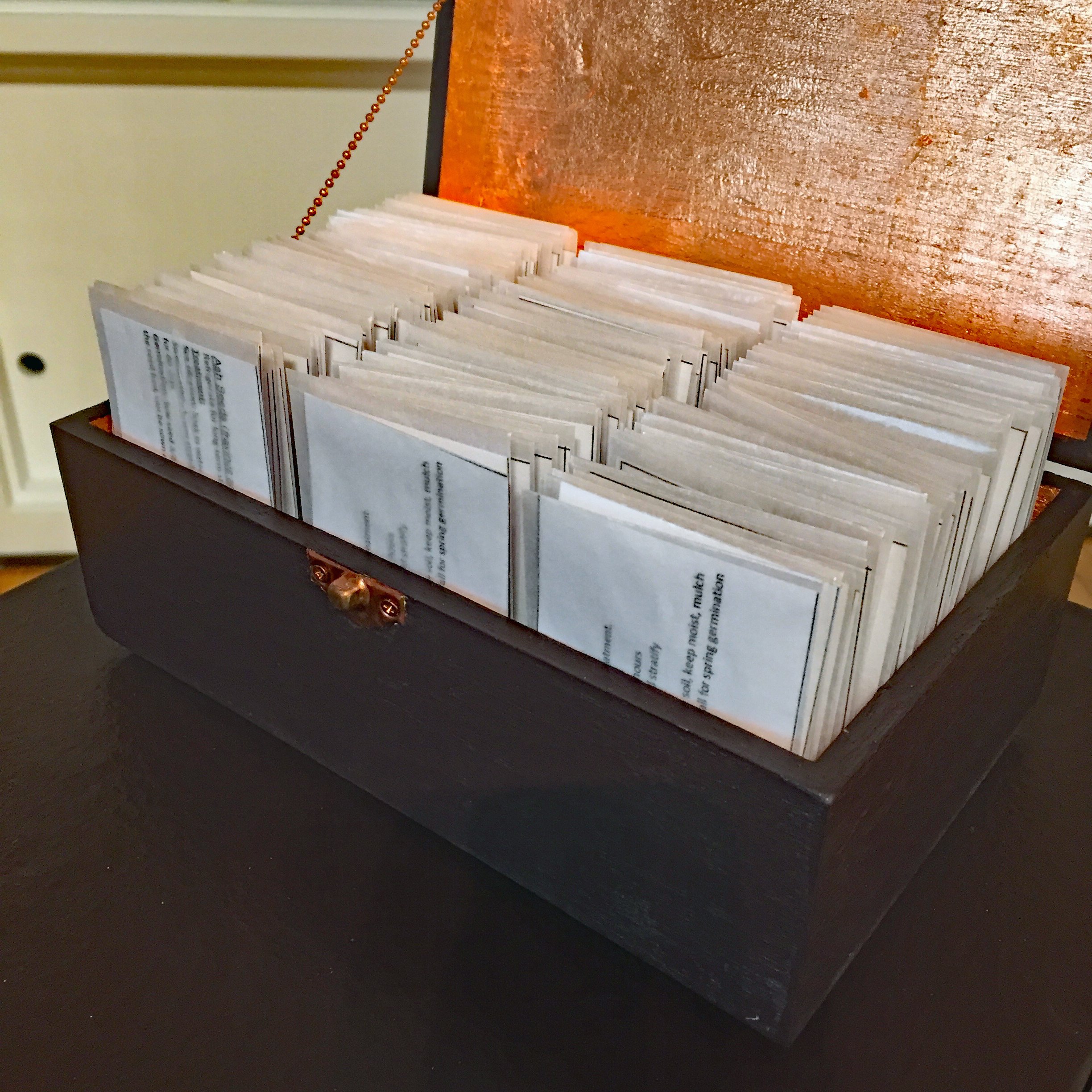 A Sacrificial Offering, detail of seed box at start of exhibit