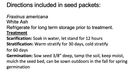 A Sacrificial Offering, seed packet instructions