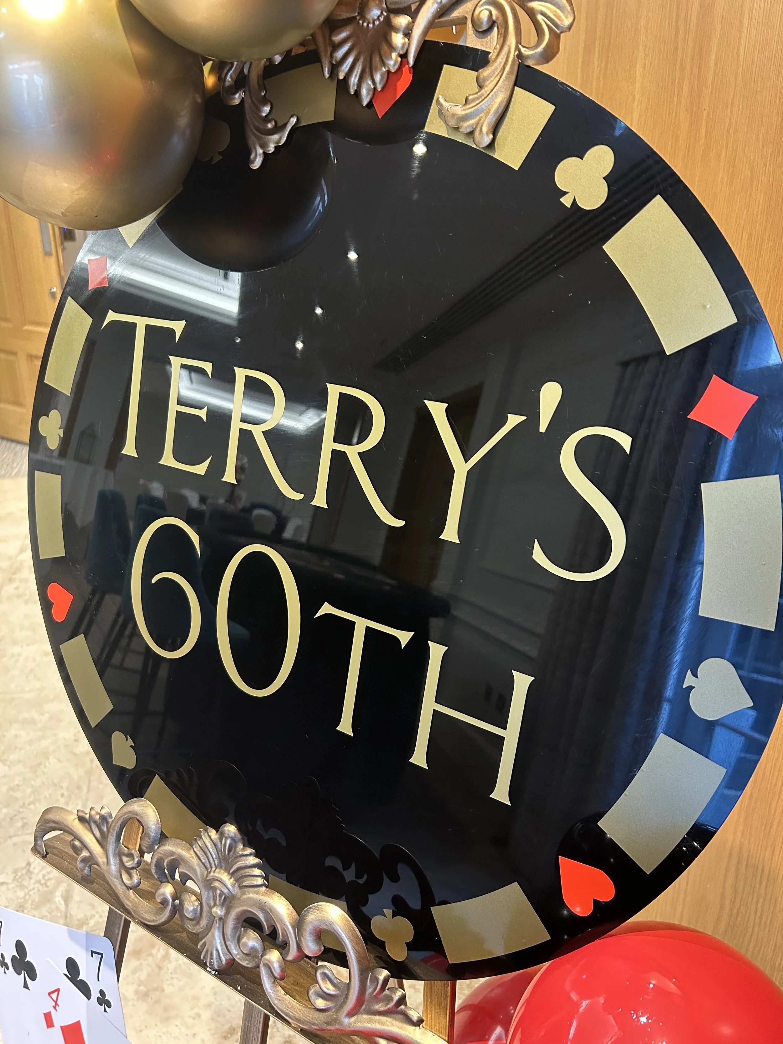 personalised acrylic disc on an easel