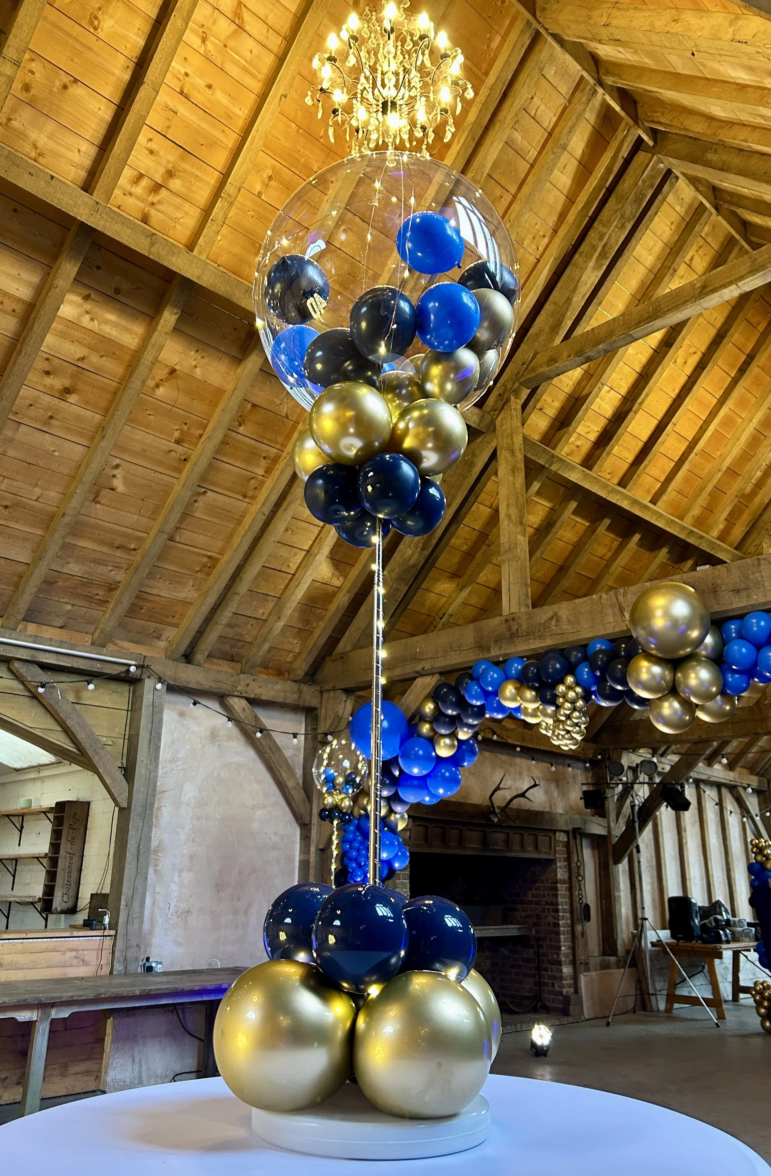 navy gold and blue table balloon for a 40th birthday