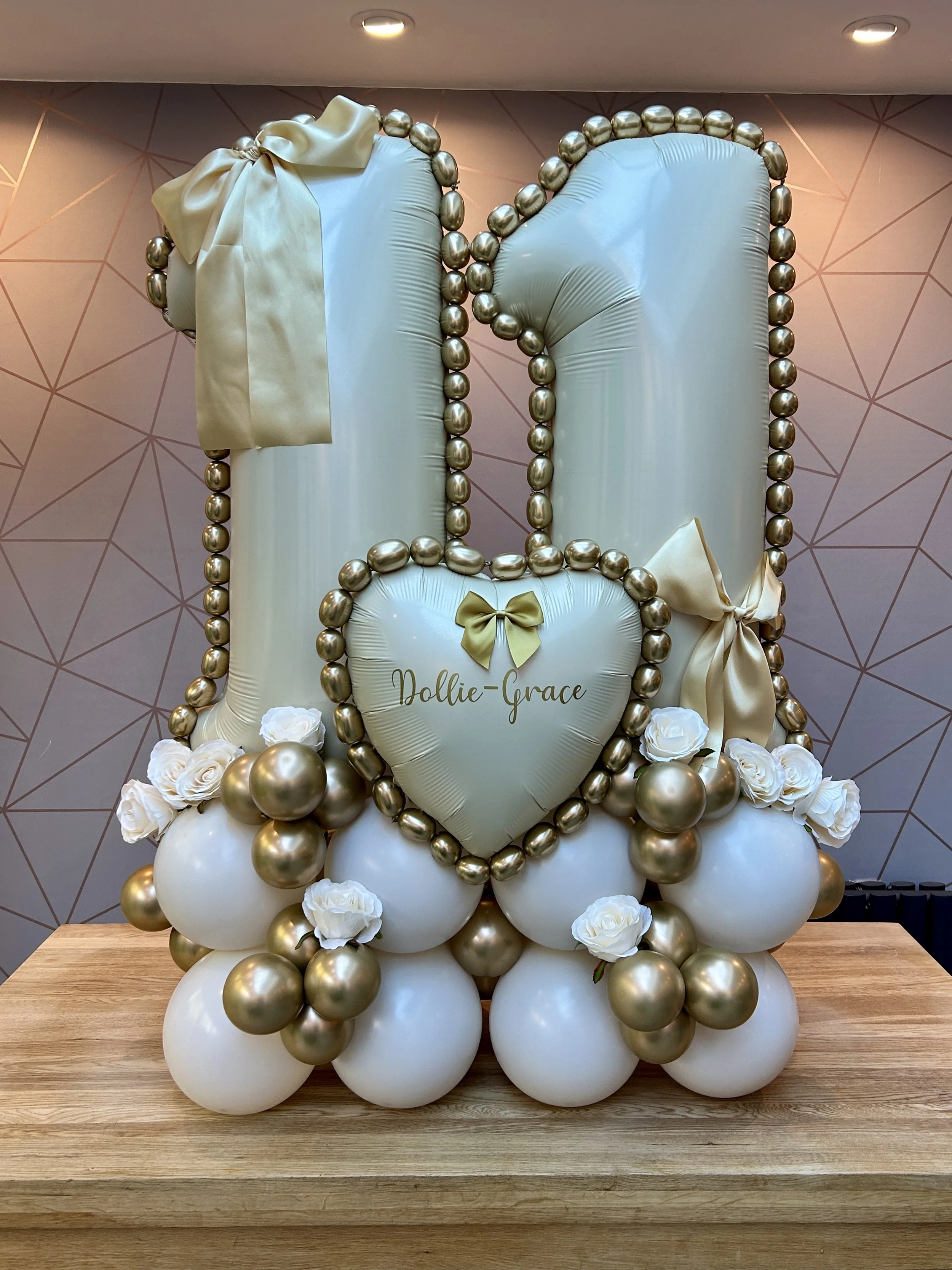 Luxury 11th birthday stack in cream and gold wit