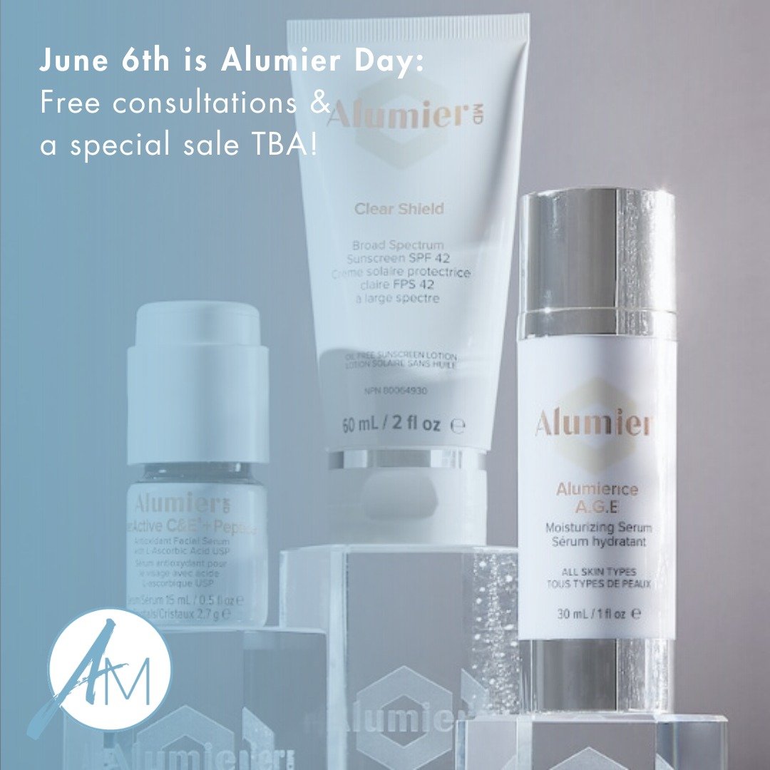 Mark your calendars... Alumier Day at ArtMed is coming soon!! 💙 
 
Join us on Thursday June 6th for ✨free skincare consultations✨ with our AlumierMD skincare expert, Juanita Lambert. Email info@artmed.ca to book in! 
 
We will also have a special sa